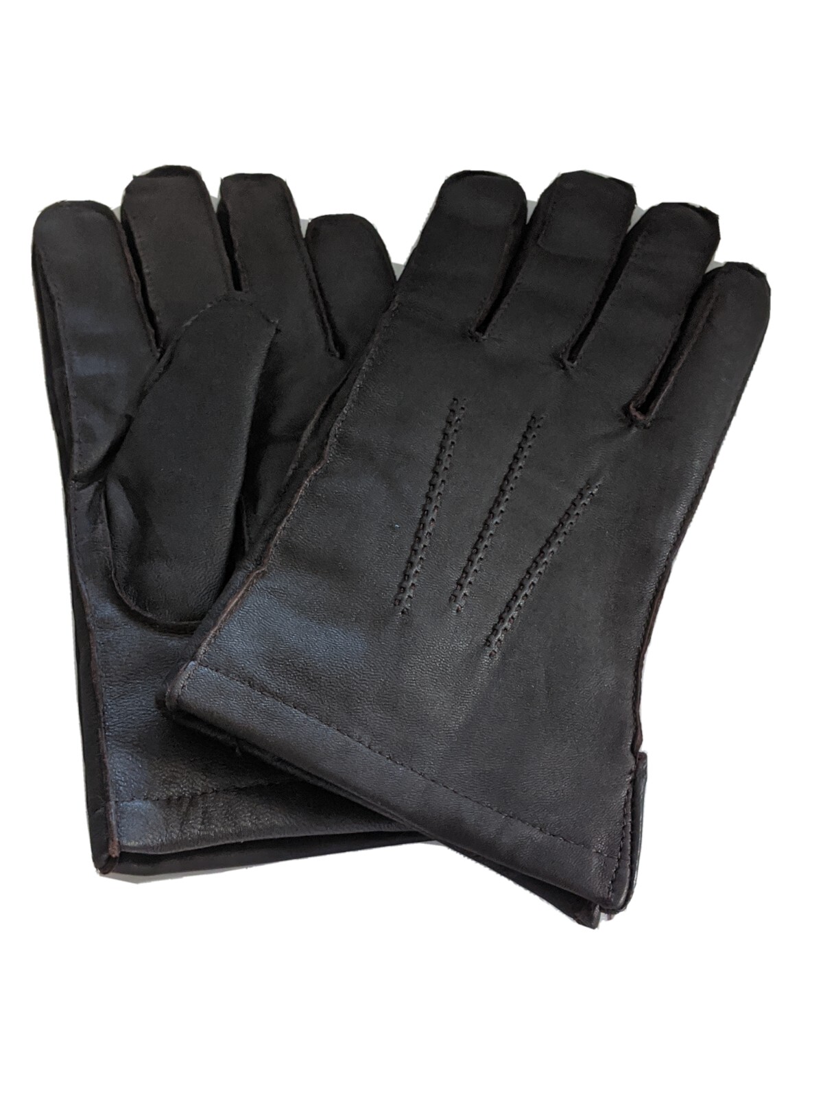 Men's Rabbit Fur Lined Leather Gloves, Brown Large eBay