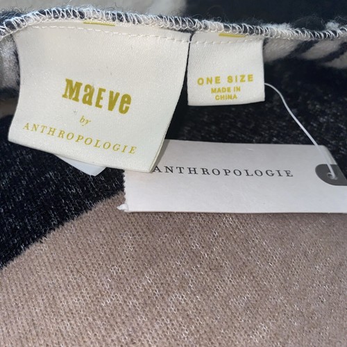 Anthropologie Maeve Dusk & Dawn Capelet Cape Black Beige One Size NWT - Picture 3 of 4