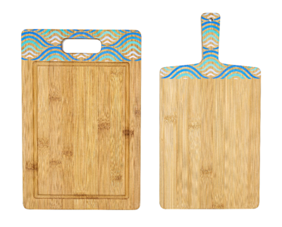 Bambus-Schneidebretter, 2er Set Bambus Dekorativ mit blauem Wellendesign |  eBay.de