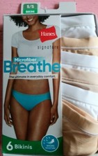 NEW 6 pack bikinis panty Hanes Signature Microfiber breathe size 5 Small bikini