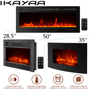 Ikayaa Electric Fireplace Insert Heaters Wall Mount 3d Flame 750w