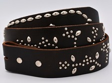 Genuine Leather Belt Size 32-34  Floral Leafy Vine Stud Design Western Boho