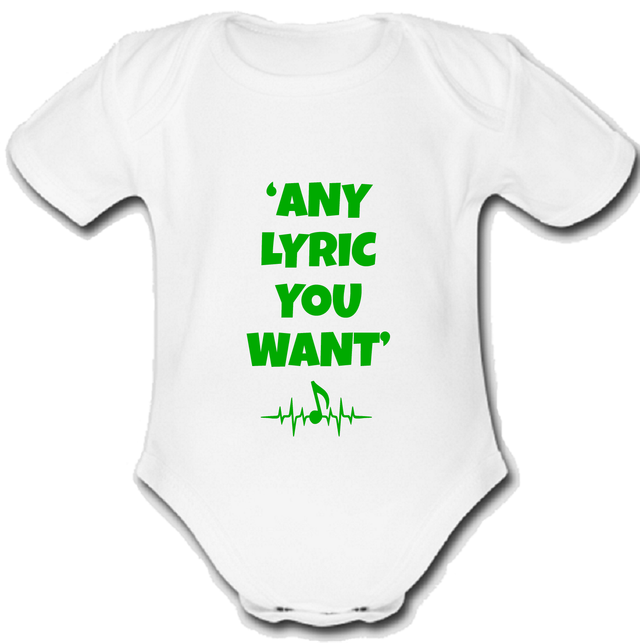 Rosanna @ Pansino babygrow Baby vest grow music gift custom LYRICS GREEN