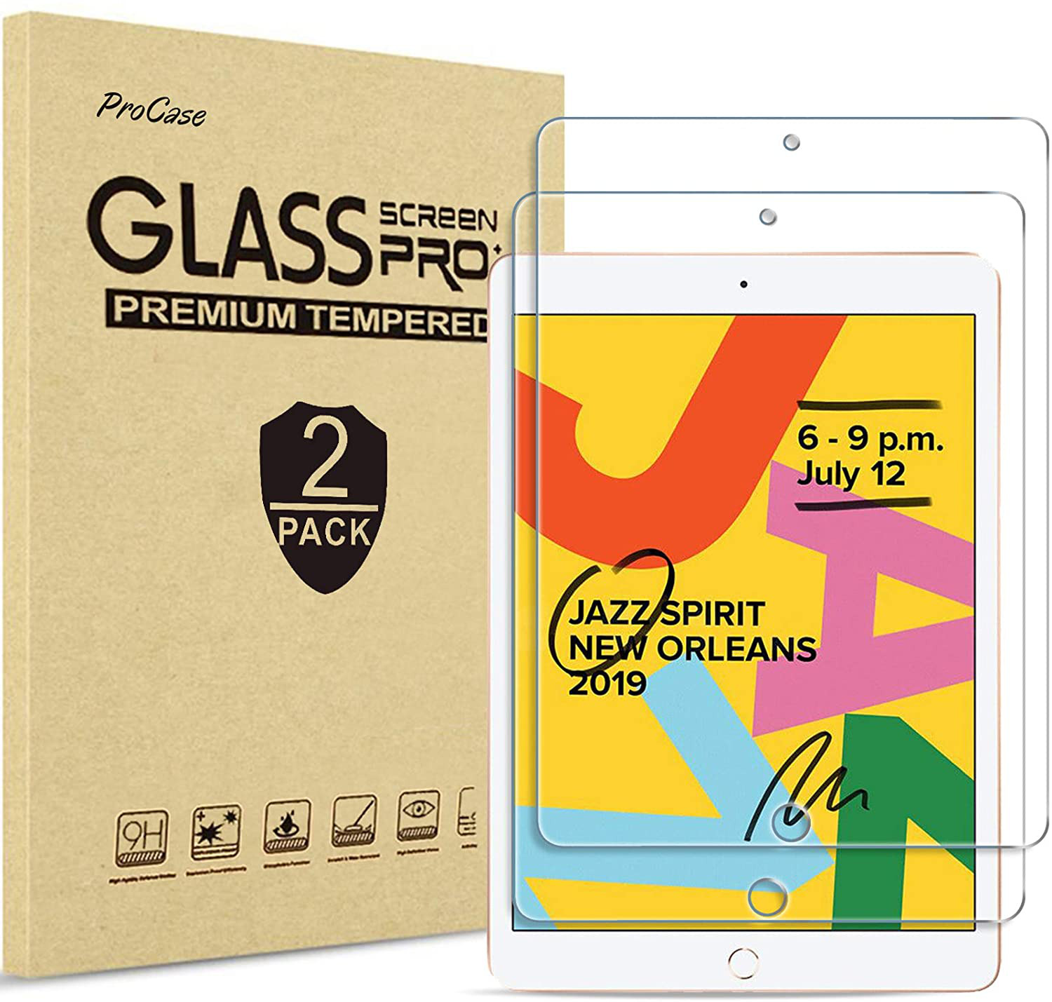 Paquete de 2 Protectores Pantalla para iPad 8a / 7a Generacion de 10,2 Pulgadas