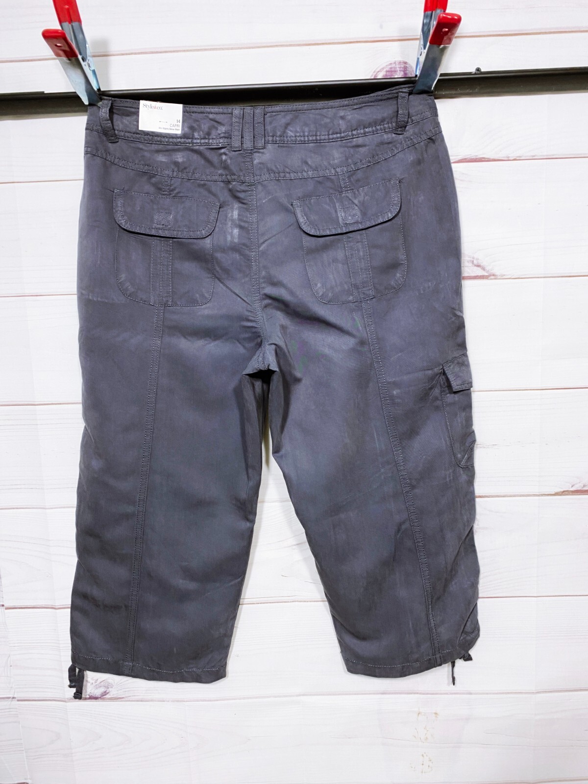 Style & Co Womens Capri Pants Size 14 Relaxed Fit Gray High Rise