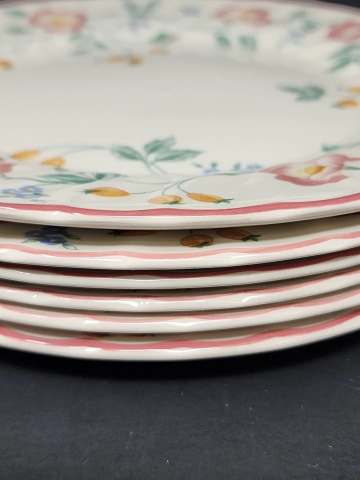 Set Of 6 Churchill Briar Rose Dinner Plates 10" England Pink Roses - Image 2 of 4