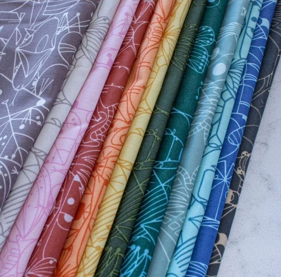 Charley Harper "End Papers Basic" 12 Pc Poplin•Half Yard Cuts•Fabric Bundle!Fast - Image 3 of 4