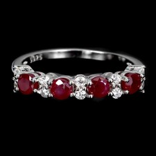 925 Sterling Silver Ring Round Ruby Natural Gemstone Jewelry Size 7
