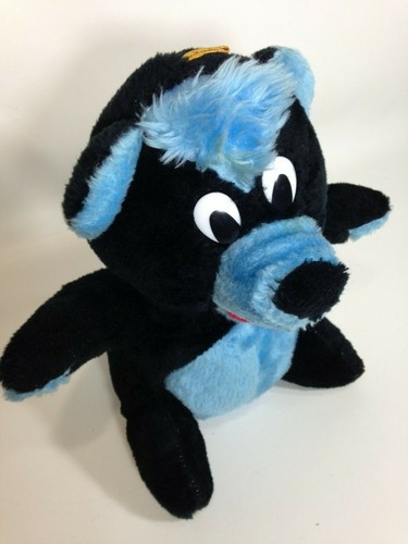 Acme Teddy Bear Plush Vintage 1986 Black Blue Stuffed Animal in Korea 10" - Picture 2 of 9
