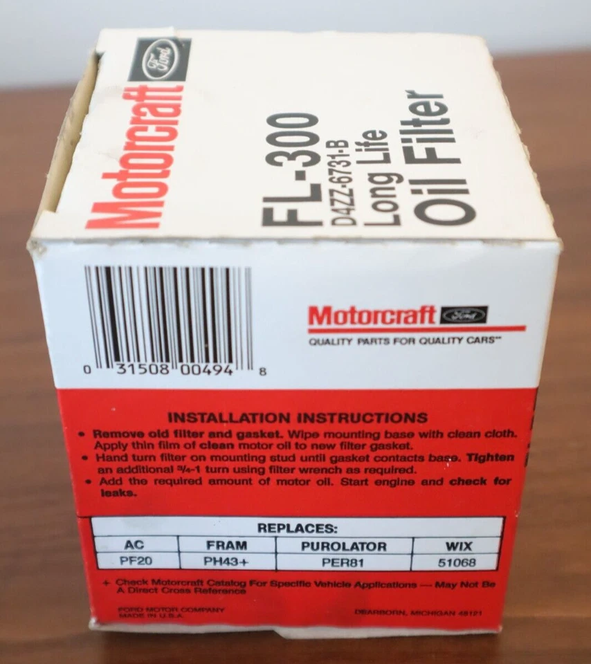 ☑️ Repuesto de filtro de aceite de motor giratorio Motorcraft FL-300, ¡Se envía hoy! Foto 2 de 4