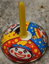 VINTAGE Made in USA CLOWN Tin Litho Toy Noisemaker Clowns Rattle Bell