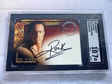 Dwayne Johnson The Rock 2002 Inkworks Scorpion King Signed Auto SGC 10 and 7 NM