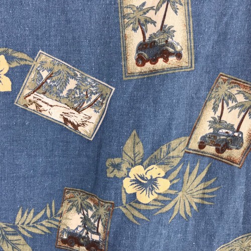 Portofino Shirt Mens XXL Hawaiian Button Down Tropical Blue Hibiscus Beach Palms - Picture 6 of 8