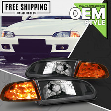 Pair 4pc Black Headlightled Amber Corner Signal Fit 1992-1995 Honda Civic 23dr Pair 4pc Black Headlightled Amber Corner Signal Fit 1992-1995 Honda Civic 23dr