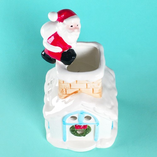 Vintage Christmas Tealight House Santa Coming Down the Chimney Japan CCCC* - Picture 5 of 8