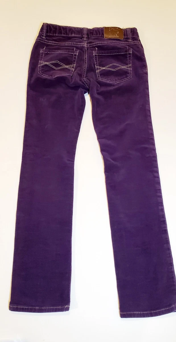 PEEK peto niñas púrpura pana pierna recta pantalones elásticos talla 12