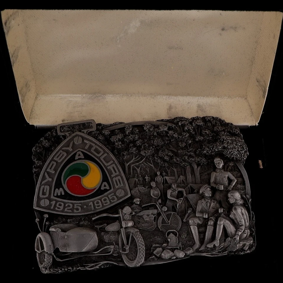 Ama Gypsy Tours 1925-1995 Motocicleta Evento Rally Años 90 Nos Vintage Hebilla de Cinturón Foto 2 de 4