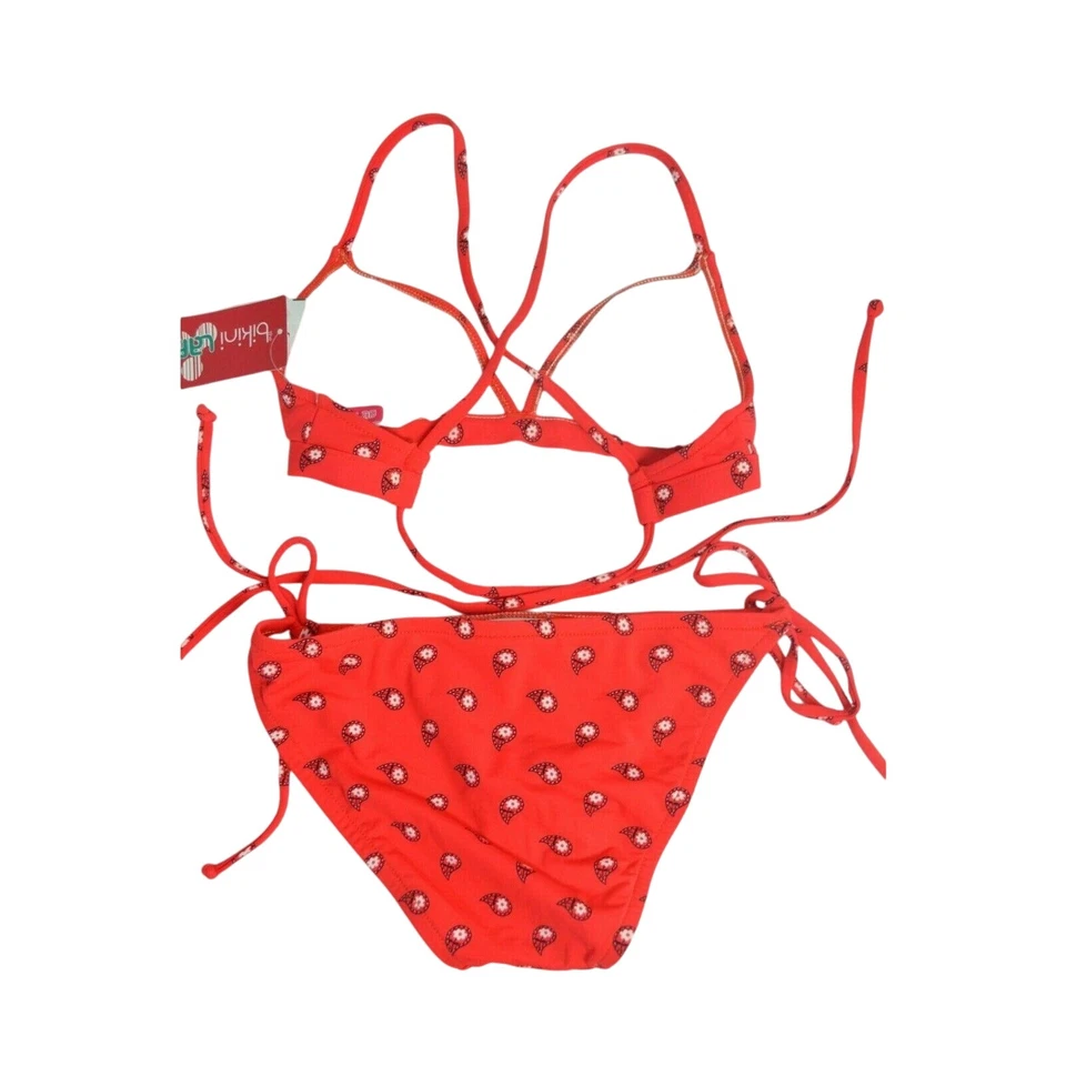 BIKINI LAB, 2 Piezas Bikini de Cuerda, Rojo Paisley, Acolchado, Talla Pequeña Foto 4 de 4
