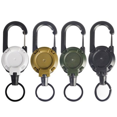 Anti-theft Metal Easy-to-pull Buckle Rope Elastic Keyring Outdoor Carabiner Hook