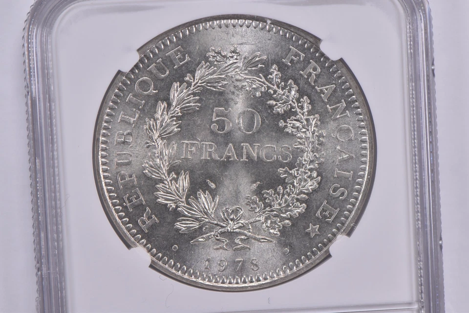 1978 France 50 Francs Silver MS64 NGC Brown Label *5727 - Image 4 of 4
