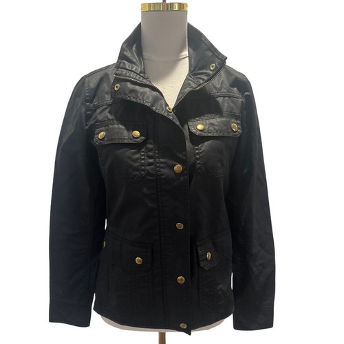 J.Crew, J.Crew The Downtown Field Jacket XS Black Waxed Utility Military Cargo Jacket