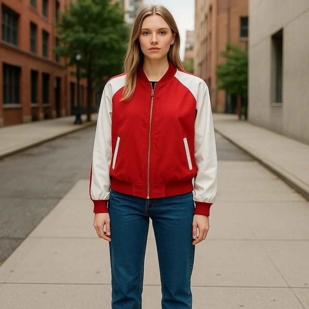 Giacca Michael Kors bicolore pista rossa bianca donna taglia M fodera trapuntata zip intera