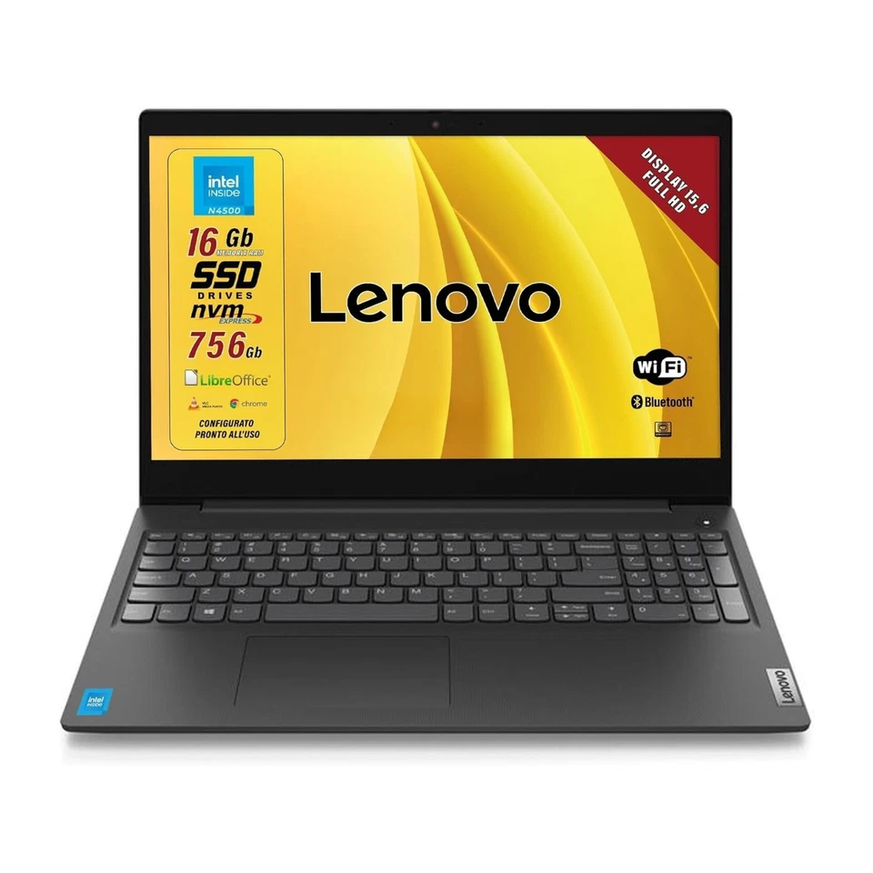Notebook Pc Portatile Lenovo Intel N4500 Ram 16Gb SSD 756Gb Win 11 Pro