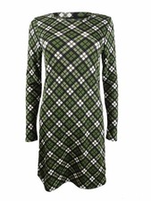 Michael Michael Kors Women's Plus Size Plaid T-Shirt Dress (1X, Evergreen)