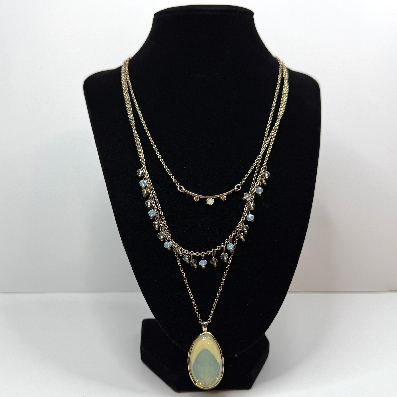 Multi-Strand Layered Statement Necklace Gold Tone… - image 1