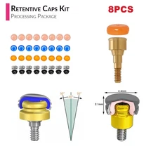US 8PCS Dental Locator Overdenture Retention Caps & Metal Housing–PEEK Material