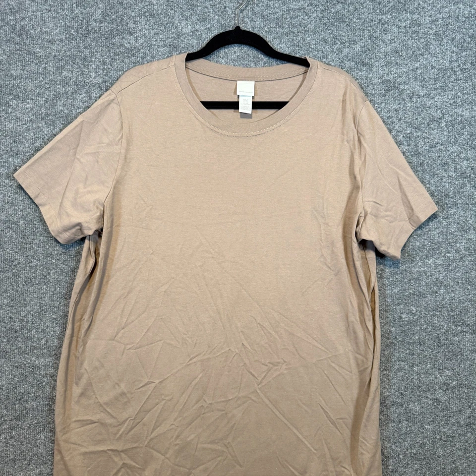 H&M Dress Womens XL Beige Tshirt Dress Short Sleeve Mini Stretch Casual - Image 4 of 4