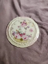 Antique ROYAL CROWN Chantilly Rose PORCELAIN Hand Painted 1947 Tea Tile Trivet