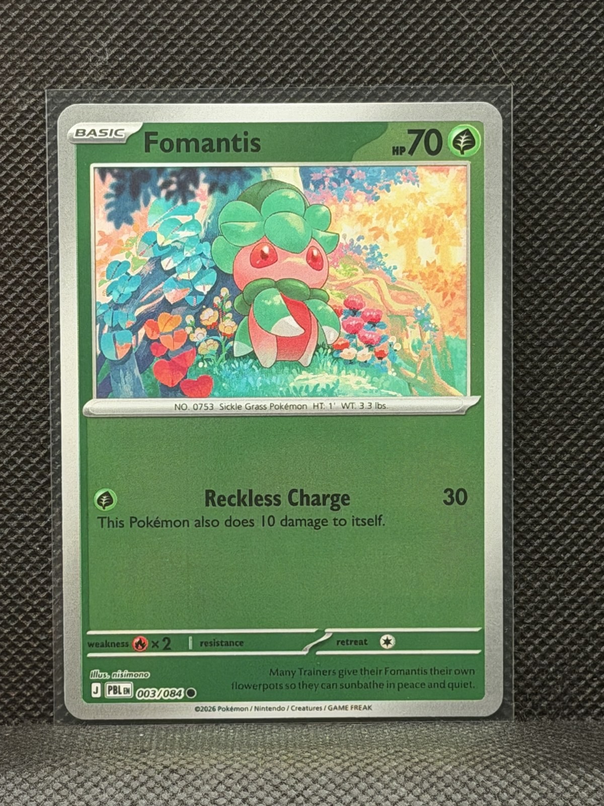 2026 Pokemon Pitch Black - Common Fomantis #3 Reverse Holo
