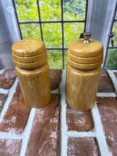 Set of Wooden Salt Shaker and Pepper mill brown tan