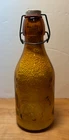 Thatcher's Dairy Glass Milk Bottle One Quart  - Amber Embossed Cow-Antique Vtg