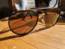 Tom Ford TF666 01G Aviator Sunglasses Gold Metal Frame Brown Plastic Lens