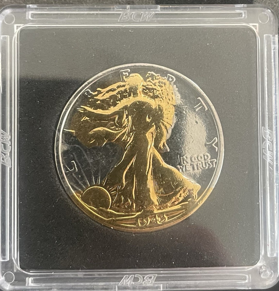 1943 S Walking Liberty Half Dollar 90% Silver and Gold Plated
