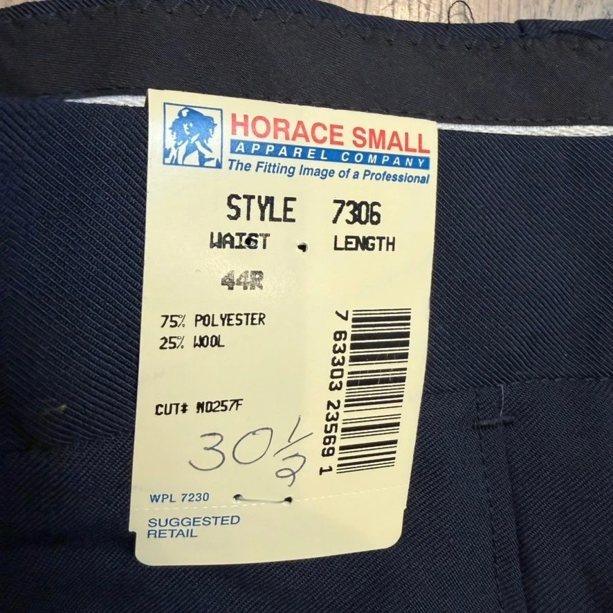 Horace Small Apparel Co Style 7306 Men's Navy Wool Blend Dress Pants 44R - Image 2 of 4