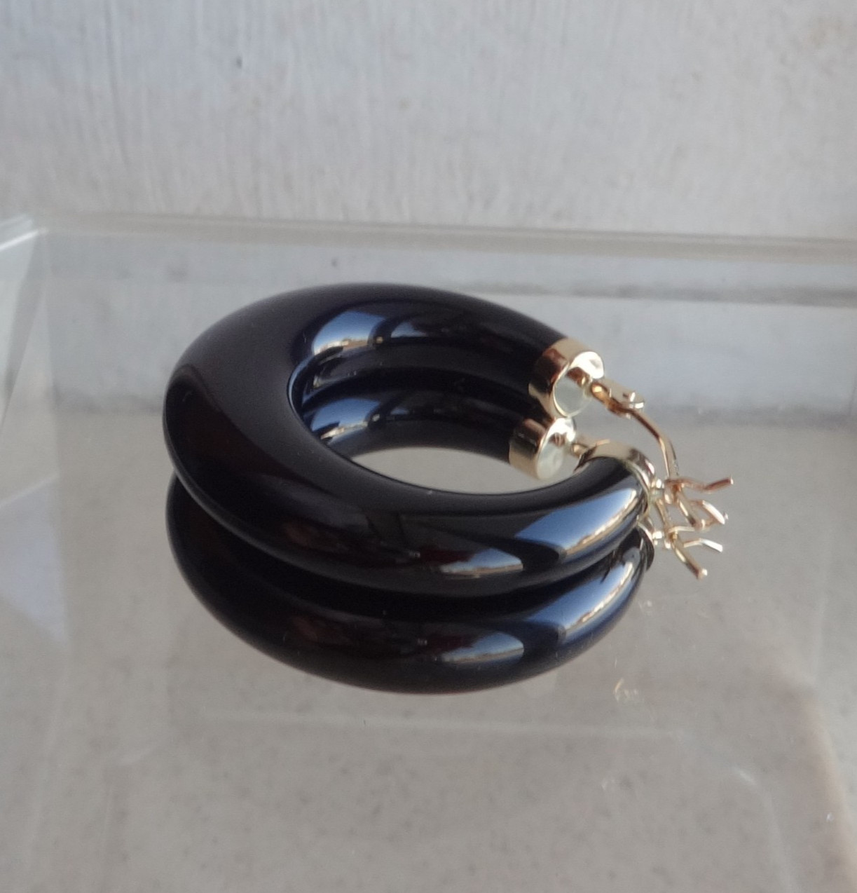 Pair Beautiful Classy 14kt Solid Yellow Gold Blac… - image 8