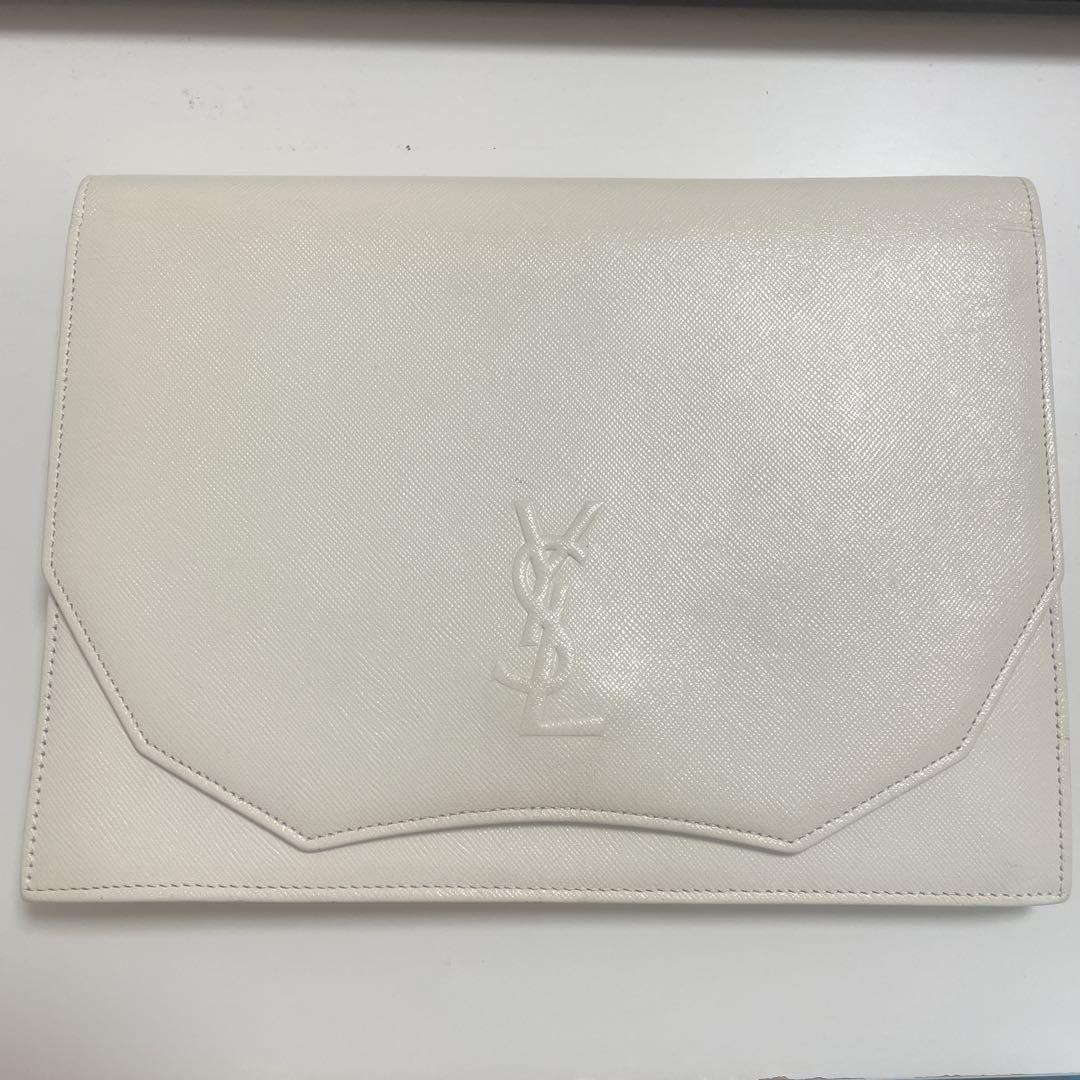 Borsa pochette Yves Saint Laurent vintage bianca beige usata borsetta moda