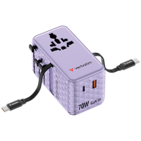 Verbatim Charge 'N' Travel 70W Gan Iii Universal Travel Adapter With 2 Retractab