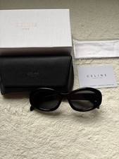 CELINE Women's Black Plastic Frame Oval Sunglasses Black Tinted Lenses w/Case