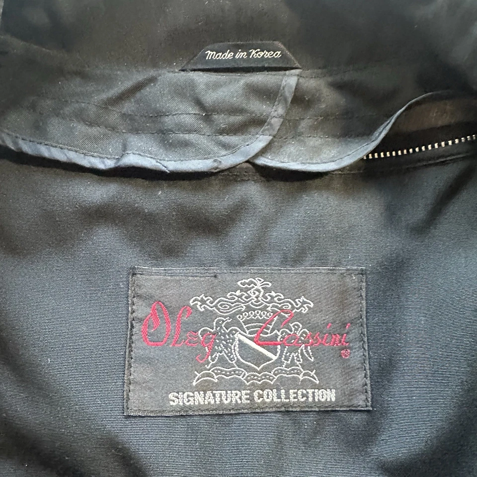 Abrigo de Colección Oleg Cassini Para Hombre 38L Negro Largo Algodón Aislante Medio Alto Foto 3 de 4