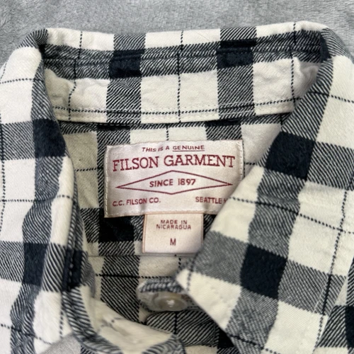 CC Filson Flannel Lightweight Button Up Shirt Black Gray White Men’s Medium - Imagen 2 de 6