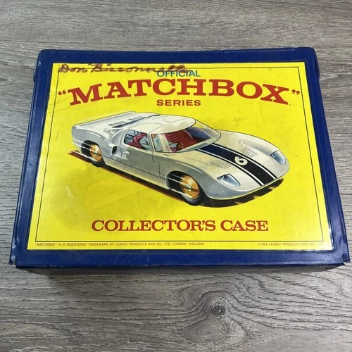 1968 Lesney Matchbox Series Car Collector's Case Blue Yellow England
