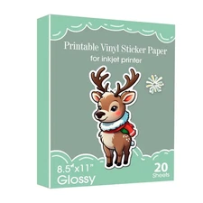 20 Sheets Glossy White Waterproof Vinyl Sticker Labels, Full Sheets 8.5x11 in...