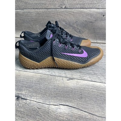 Nike Free Trainer 1.0 807436-052 Mens 9 Running Shoes Black Purple Gum Sneakers