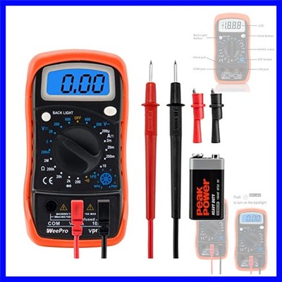 Digital Multimeter DC AC Voltmeter, Ohm Volt Amp  Meter, Electric Tester Ohmm...