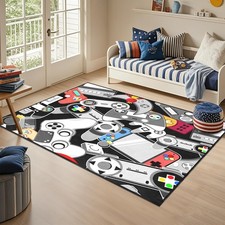 3x5 Feet Gaming Rug Boys Room Game Controller Gamer Theme Carpet Floor Mat