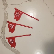 Mr. Christmas Santa's Ski Slope Replacement Parts 3 Red Flags Snowflake Flags